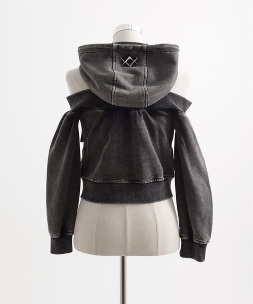 REFLEM/レフレム』オフショルクロップドZIPパーカー/ジップアップ