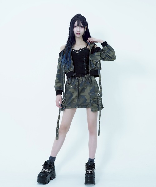 REFLEM/レフレム』オフショルクロップドZIPパーカー/ジップアップ