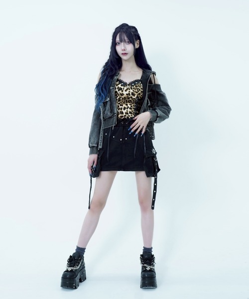 REFLEM/レフレム』オフショルクロップドZIPパーカー/ジップアップ