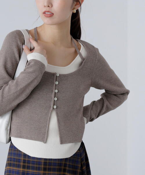 FREE'S MART（フリーズマート）の「◆キャミレイヤードクルーネックニット（ニット/セーター・レディース・グレー/ブラウン/イエロー/ネイビー・FREE）」の18枚目の写真