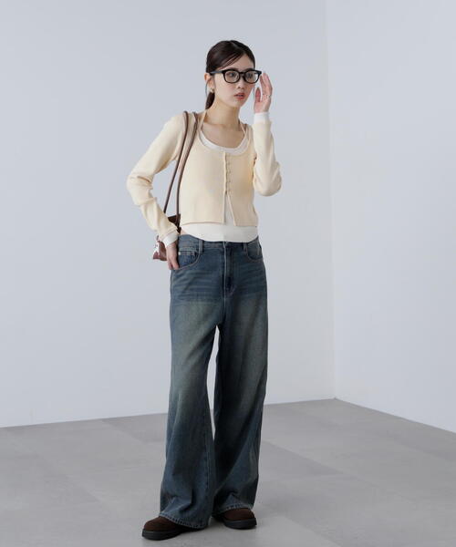 FREE'S MART（フリーズマート）の「◆キャミレイヤードクルーネックニット（ニット/セーター・レディース・グレー/ブラウン/イエロー/ネイビー・FREE）」の22枚目の写真