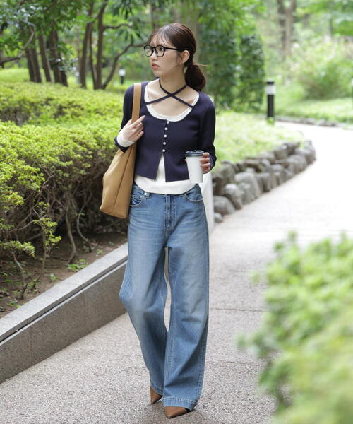 FREE'S MART（フリーズマート）の「◆キャミレイヤードクルーネックニット（ニット/セーター・レディース・グレー/ブラウン/イエロー/ネイビー・FREE）」の11枚目の写真