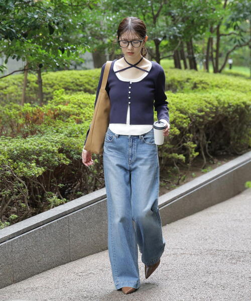 FREE'S MART（フリーズマート）の「◆キャミレイヤードクルーネックニット（ニット/セーター・レディース・グレー/ブラウン/イエロー/ネイビー・FREE）」の10枚目の写真