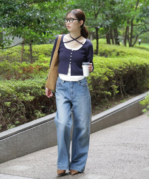 FREE'S MART（フリーズマート）の「◆キャミレイヤードクルーネックニット（ニット/セーター・レディース・グレー/ブラウン/イエロー/ネイビー・FREE）」の9枚目の写真