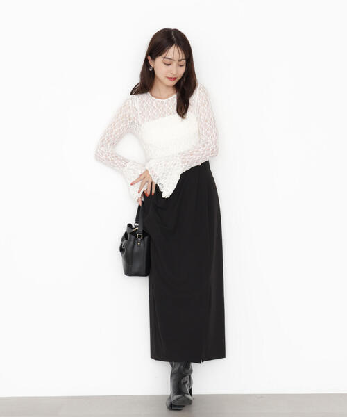 PROPORTION BODY DRESSING(プロポーションボディドレッシング)の「タックタイトスカート / 1215220919(スカート・レディース・ブラック/ベージュ/ブラウン・MEDIUM/P/S)」の2枚目の写真