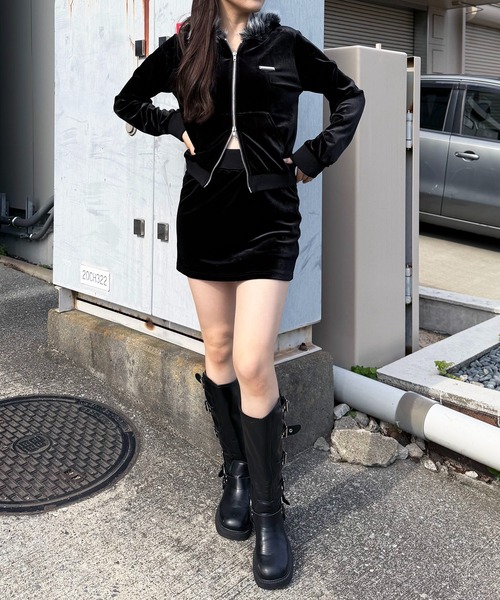 SPIRALGIRL（スパイラルガール）の「ベロアファーフーディー（パーカー・レディース・ブルー/ブラック/ベージュ・FREE）」の19枚目の写真