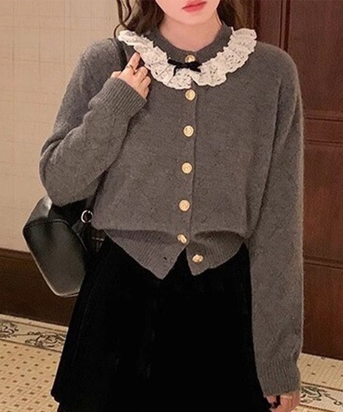 Lace Ladies(レースレディース)の「レース リボン アーガイル ニット カーディガン(カーディガン/ボレロ・レディース・グレー/アイボリー/レッド・FREE)」の15枚目の写真