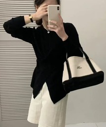 クロス風 デザイン 長袖 ニット プルオーバー