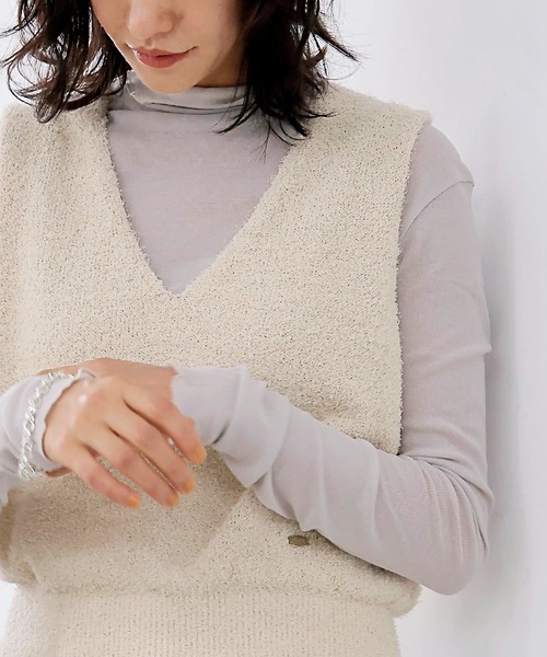 Jines(ジネス)の「オーガニックシアーテレコタートルトップス(Tシャツ/カットソー・レディース・ホワイト/グレー・38)」の2枚目の写真