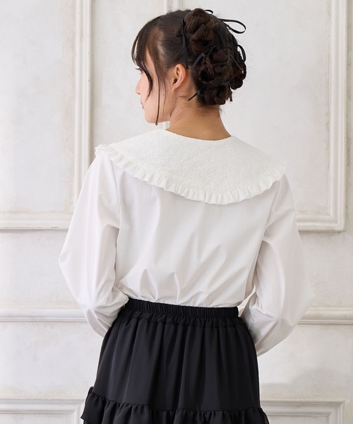 Amourire girl（アムリールガール）の「BIGレース衿ブラウス（シャツ/ブラウス・キッズ・ブラック/オフホワイト・150cm/140cm/160cm/130cm）」の16枚目の写真