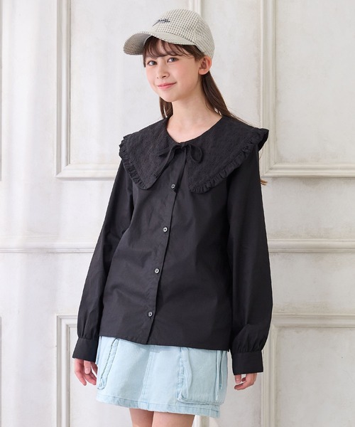 Amourire girl（アムリールガール）の「BIGレース衿ブラウス（シャツ/ブラウス・キッズ・ブラック/オフホワイト・150cm/140cm/160cm/130cm）」の11枚目の写真