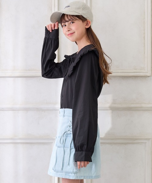Amourire girl（アムリールガール）の「BIGレース衿ブラウス（シャツ/ブラウス・キッズ・ブラック/オフホワイト・150cm/140cm/160cm/130cm）」の13枚目の写真