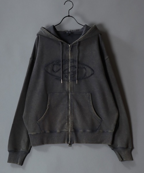 SITRY(シトリー)の「Grunge Style Sweat Fake Fur Hoodie/グランジ ヴィンテージライク オーバーサイズ ファー脱着 ショート丈 ダブルジップ 裏毛 フルジップパーカー フーディー パーカー スウェット レディース メンズ(パーカー・メンズ・ブラック/グレー・M/L)」の20枚目の写真