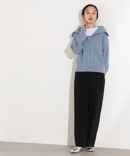 N.（N. Natural Beauty Basic）（エヌエヌナチュラルビューティーベーシック）の「ハーフジップケーブルニット（ニット/セーター・レディース・グレー/ブルー/ワインレッド・MEDIUM）」の16枚目の写真