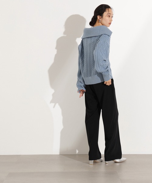 N.（N. Natural Beauty Basic）（エヌエヌナチュラルビューティーベーシック）の「ハーフジップケーブルニット（ニット/セーター・レディース・グレー/ブルー/ワインレッド・MEDIUM）」の17枚目の写真