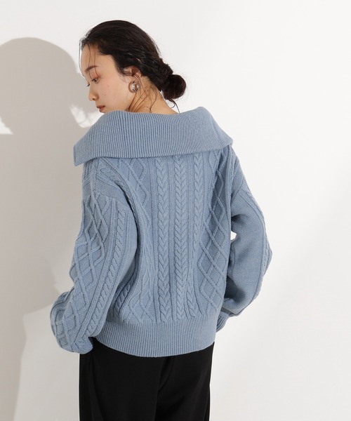 N.（N. Natural Beauty Basic）（エヌエヌナチュラルビューティーベーシック）の「ハーフジップケーブルニット（ニット/セーター・レディース・グレー/ブルー/ワインレッド・MEDIUM）」の19枚目の写真