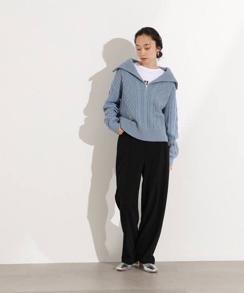 N.（N. Natural Beauty Basic）（エヌエヌナチュラルビューティーベーシック）の「ハーフジップケーブルニット（ニット/セーター・レディース・グレー/ブルー/ワインレッド・MEDIUM）」の20枚目の写真