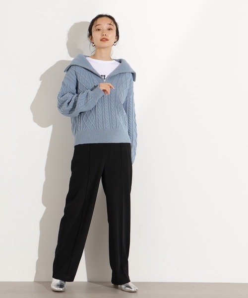 N.（N. Natural Beauty Basic）（エヌエヌナチュラルビューティーベーシック）の「ハーフジップケーブルニット（ニット/セーター・レディース・グレー/ブルー/ワインレッド・MEDIUM）」の21枚目の写真