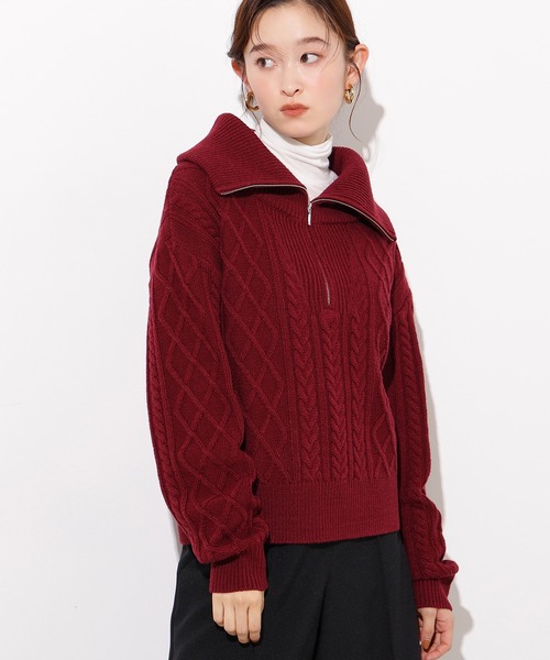 セール】ハーフジップケーブルニット（ニット/セーター）｜N.（N