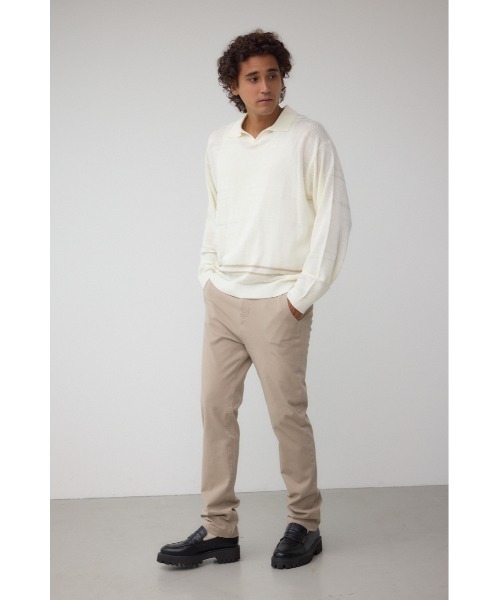 AZUL by moussy(アズールバイマウジー)の「編地変化長袖ニットポロ(ポロシャツ・メンズ・アイボリー/ブラック・MEDIUM/LARGE)」の5枚目の写真