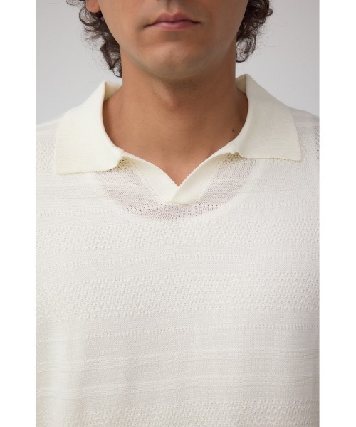 AZUL by moussy(アズールバイマウジー)の「編地変化長袖ニットポロ(ポロシャツ・メンズ・アイボリー/ブラック・MEDIUM/LARGE)」の9枚目の写真