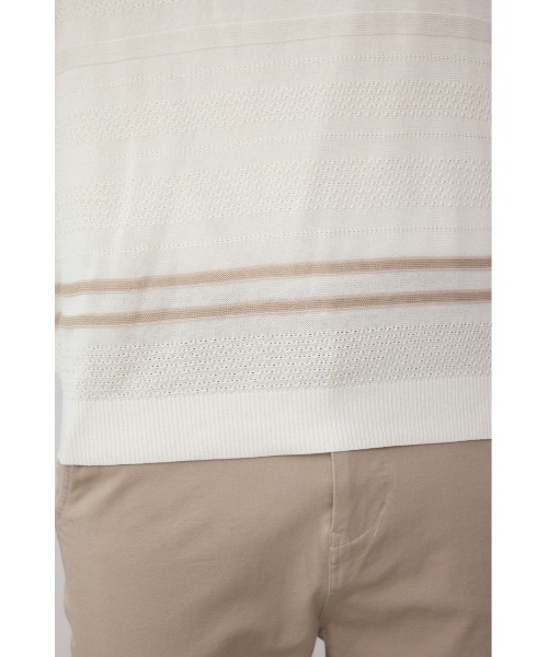 AZUL by moussy(アズールバイマウジー)の「編地変化長袖ニットポロ(ポロシャツ・メンズ・アイボリー/ブラック・MEDIUM/LARGE)」の12枚目の写真