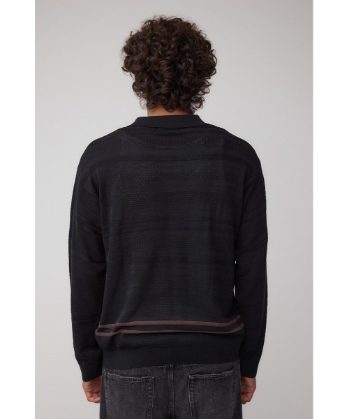 AZUL by moussy(アズールバイマウジー)の「編地変化長袖ニットポロ(ポロシャツ・メンズ・アイボリー/ブラック・MEDIUM/LARGE)」の19枚目の写真