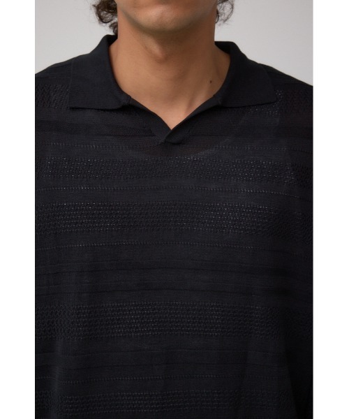 AZUL by moussy(アズールバイマウジー)の「編地変化長袖ニットポロ(ポロシャツ・メンズ・アイボリー/ブラック・MEDIUM/LARGE)」の20枚目の写真