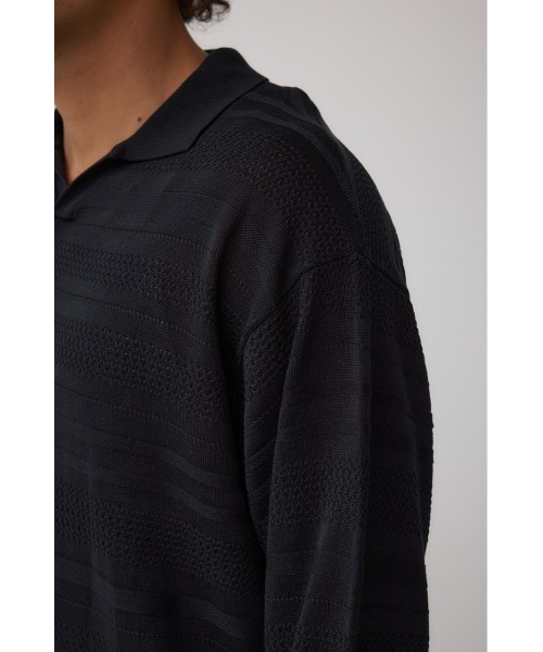 AZUL by moussy(アズールバイマウジー)の「編地変化長袖ニットポロ(ポロシャツ・メンズ・アイボリー/ブラック・MEDIUM/LARGE)」の21枚目の写真