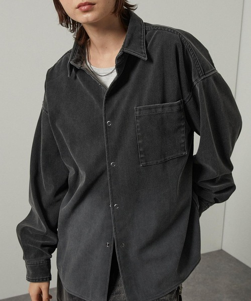 Alfred Alex(アルフレッドアレックス)の「【Alfred Alex】ヴィンテージ加工ピグメント グラデーションコーデュロイオーバーサイズシャツ【セットアップ対応】(シャツ/ブラウス・メンズ・ブラック/ブラウン系/グレー・M/L)」の9枚目の写真
