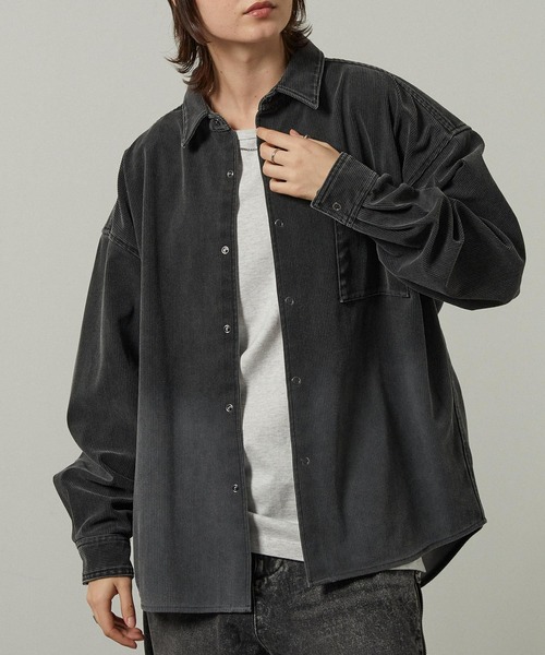 Alfred Alex(アルフレッドアレックス)の「【Alfred Alex】ヴィンテージ加工ピグメント グラデーションコーデュロイオーバーサイズシャツ【セットアップ対応】(シャツ/ブラウス・メンズ・ブラック/ブラウン系/グレー・M/L)」の10枚目の写真