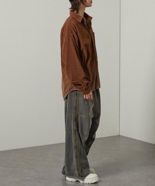Alfred Alex(アルフレッドアレックス)の「【Alfred Alex】ヴィンテージ加工ピグメント グラデーションコーデュロイオーバーサイズシャツ【セットアップ対応】(シャツ/ブラウス・メンズ・ブラック/ブラウン系/グレー・M/L)」の17枚目の写真