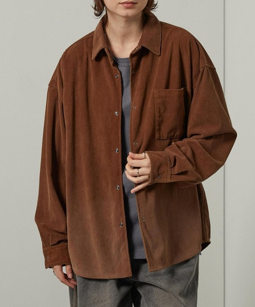 Alfred Alex(アルフレッドアレックス)の「【Alfred Alex】ヴィンテージ加工ピグメント グラデーションコーデュロイオーバーサイズシャツ【セットアップ対応】(シャツ/ブラウス・メンズ・ブラック/ブラウン系/グレー・M/L)」の19枚目の写真