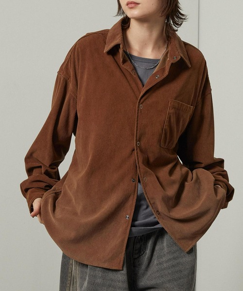 Alfred Alex(アルフレッドアレックス)の「【Alfred Alex】ヴィンテージ加工ピグメント グラデーションコーデュロイオーバーサイズシャツ【セットアップ対応】(シャツ/ブラウス・メンズ・ブラック/ブラウン系/グレー・M/L)」の20枚目の写真