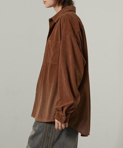 Alfred Alex(アルフレッドアレックス)の「【Alfred Alex】ヴィンテージ加工ピグメント グラデーションコーデュロイオーバーサイズシャツ【セットアップ対応】(シャツ/ブラウス・メンズ・ブラック/ブラウン系/グレー・M/L)」の21枚目の写真