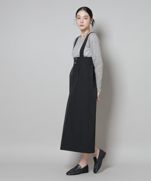 NANO universe（ナノユニバース）の「サスペンダー付きIラインジャンパースカート（ジャンパースカート・レディース・ブラック/カーキ・S/M）」の18枚目の写真