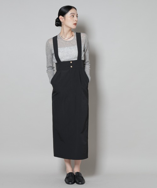 NANO universe（ナノユニバース）の「サスペンダー付きIラインジャンパースカート（ジャンパースカート・レディース・ブラック/カーキ・S/M）」の19枚目の写真