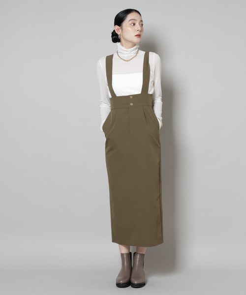 NANO universe（ナノユニバース）の「サスペンダー付きIラインジャンパースカート（ジャンパースカート・レディース・ブラック/カーキ・S/M）」の12枚目の写真