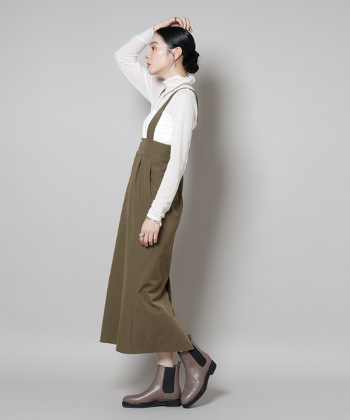 NANO universe（ナノユニバース）の「サスペンダー付きIラインジャンパースカート（ジャンパースカート・レディース・ブラック/カーキ・S/M）」の13枚目の写真