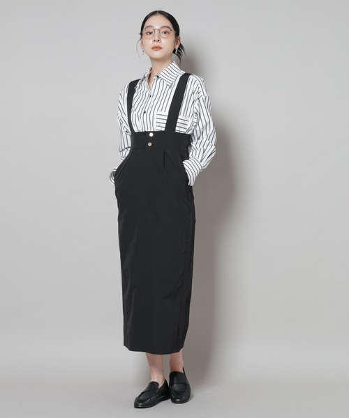 NANO universe（ナノユニバース）の「サスペンダー付きIラインジャンパースカート（ジャンパースカート・レディース・ブラック/カーキ・S/M）」の21枚目の写真