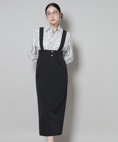 サスペンダー付きIラインジャンパースカート（ジャンパースカート