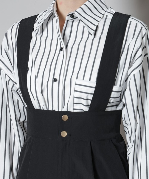 NANO universe（ナノユニバース）の「サスペンダー付きIラインジャンパースカート（ジャンパースカート・レディース・ブラック/カーキ・S/M）」の5枚目の写真