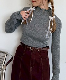 メランジニットハイネックメロープルオーバー