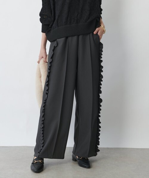 un dix cors(アンディコール)の「《コーデのアクセントに◎》カットジョーゼットサイドフリルパンツ(スウェットパンツ・レディース・ブラック/グレー・FREE)」の22枚目の写真