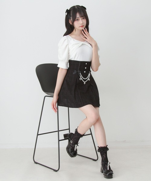DearMyLove(ディアマイラブ)の「ハイウエストツイードパールビジュースカート(スカート・レディース・ホワイト/ボルドー/ブラック・MEDIUM/LARGE/LL/3L)」の19枚目の写真