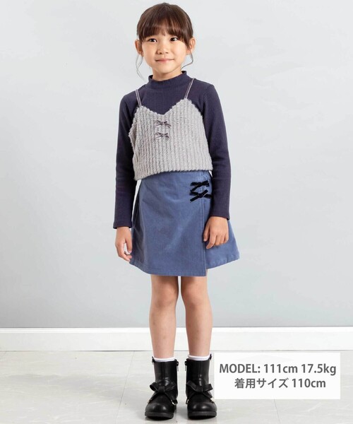 BeBe（ベベ）の「モールスキンラップスカート風ショートパンツ（スカート・キッズ・ボルドー/ブルー・130cm/150cm/140cm/120cm/110cm）」の14枚目の写真