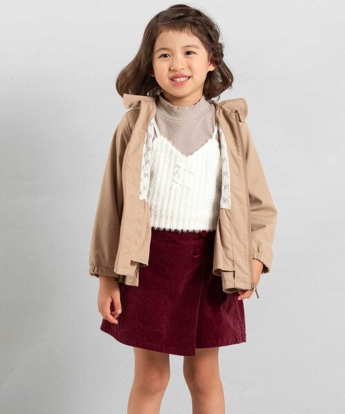 BeBe（ベベ）の「モールスキンラップスカート風ショートパンツ（スカート・キッズ・ボルドー/ブルー・130cm/150cm/140cm/120cm/110cm）」の3枚目の写真