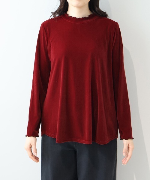 leswel（レスウェル）の「【yuki×leswel】【L～3L 大きいサイズ】ライトベロアハイネックメロートップス（Tシャツ/カットソー・レディース・エンジ/クリーム/ネイビー・L/3L/LL）」の14枚目の写真