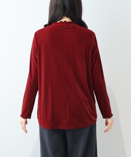 leswel（レスウェル）の「【yuki×leswel】【L～3L 大きいサイズ】ライトベロアハイネックメロートップス（Tシャツ/カットソー・レディース・エンジ/クリーム/ネイビー・L/3L/LL）」の16枚目の写真