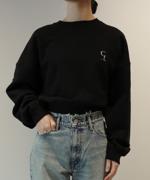 CLANE（クラネ）の「CLANE LOGO SHORT SWEAT TOPS（スウェット・レディース・ホワイト/ブラック/グレー・1/2）」の2枚目の写真